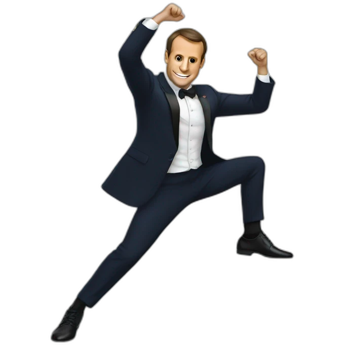 Macron qui fait un dab emoji
