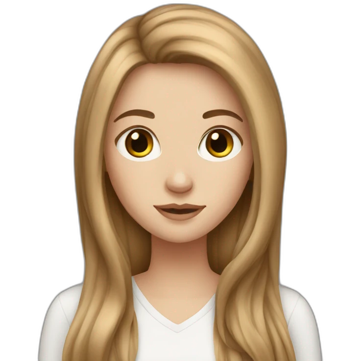 White girl with long brown hair emoji