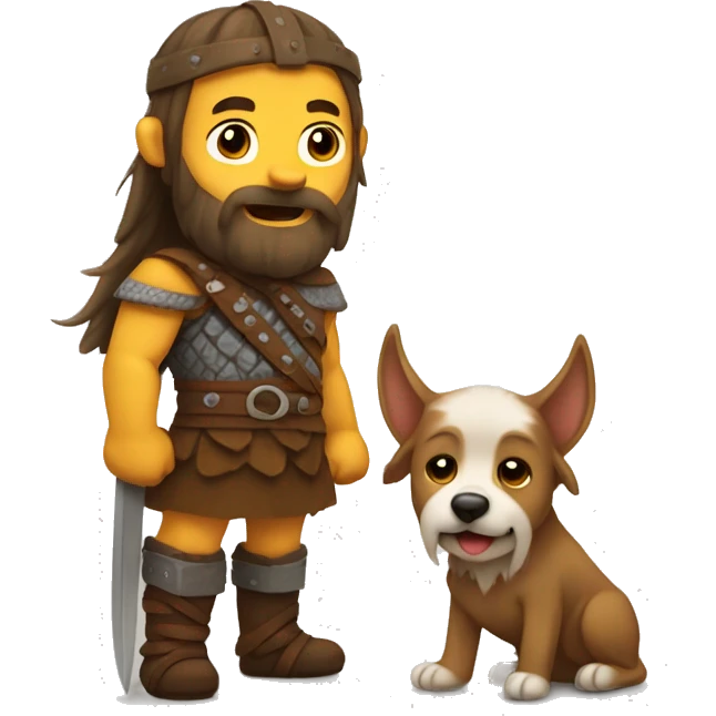 viking peting a cute dog emoji