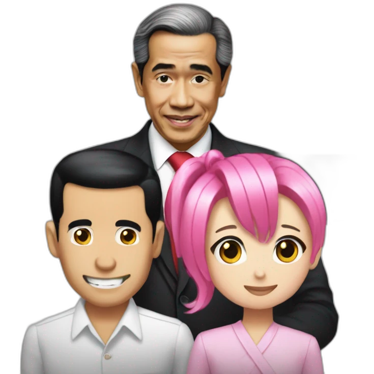 President Jokowi holding anime girl pink hair emoji