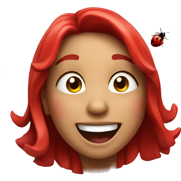 Laughing girl and flying ladybug  emoji