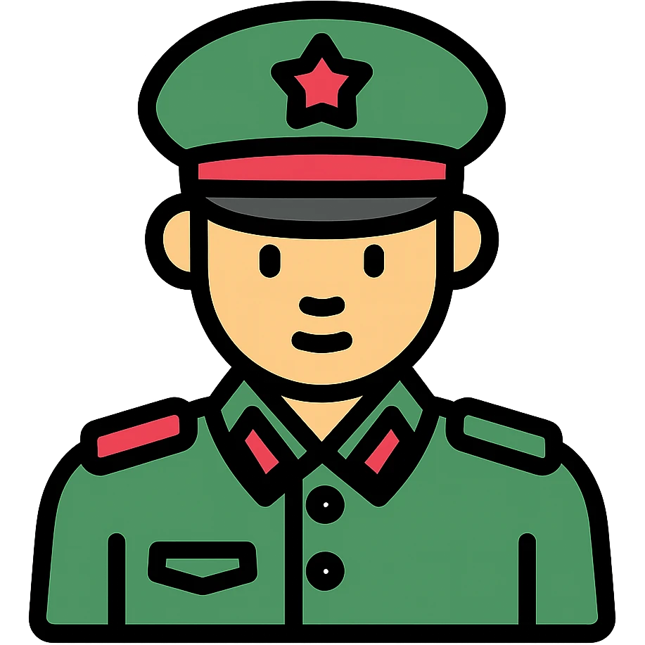 Chinese man in military uniform emoji
