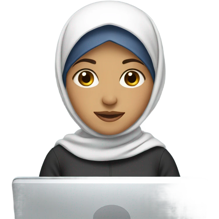 white fair-skinned Muslim woman with a headscarf working with computer emoji