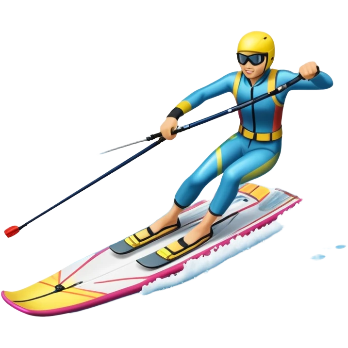 An icon featuring a close-up collage of water skis, splashing water across the surface. The design highlights the motion of the skis cutting through the water. Transparent background emphasizes the thrill of water skiing. emoji