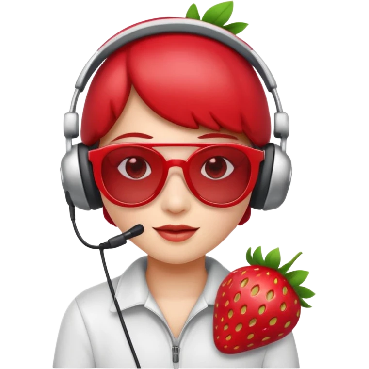 A Cute strawberry wearing headset and shades emoji