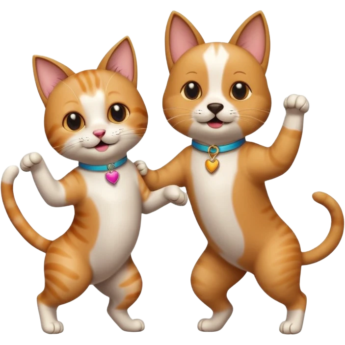 Cat and a dog dancing  emoji