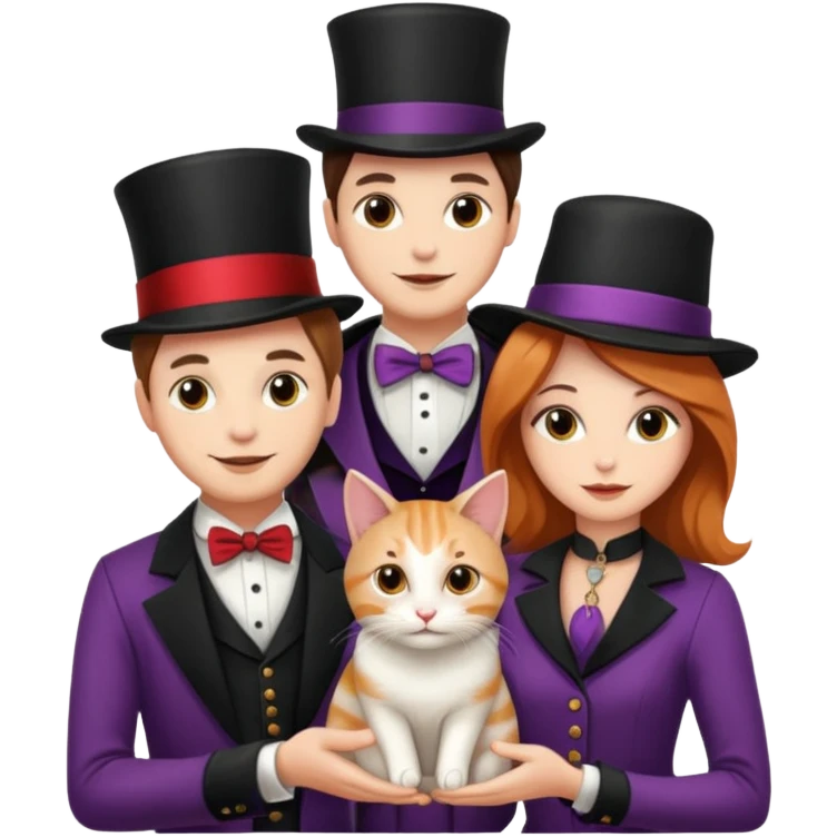 magician couple and their pet cat emoji