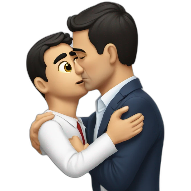 Pedro Sánchez kissing Alberto Núñez feojoo emoji
