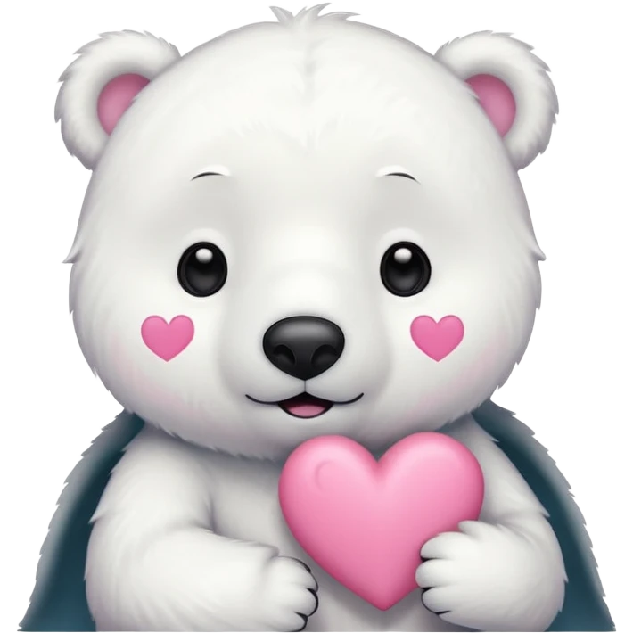  Oso Polar blanco corazón rosa kawaii cute emoji