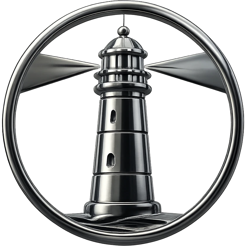 chrome style lighthouse in a circle frame emoji