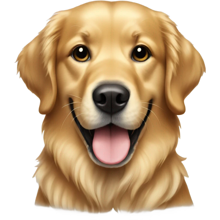 Golden retriever with a black spotted tongue emoji