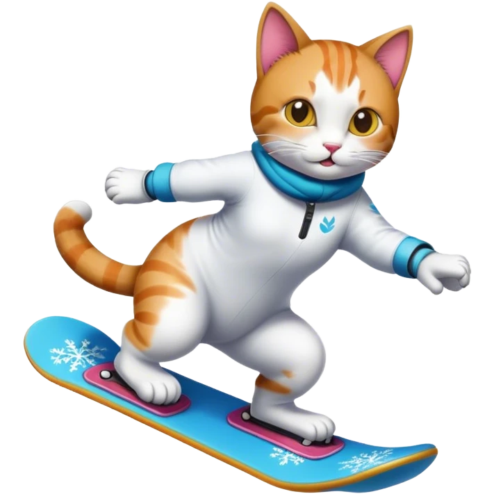 Cat snowboarding  emoji