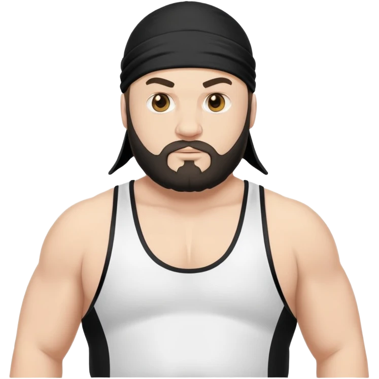 White skin fat guy with black durag and black beard in wrestling singlet emoji