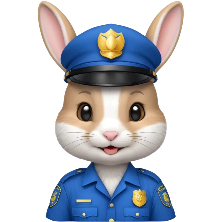 cute Rabbit police, blue uniform including helmet of uniform emoji