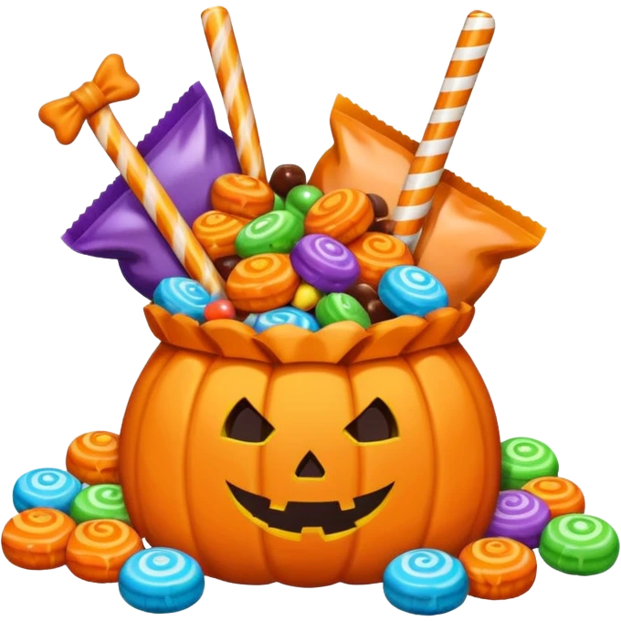Halloween candies and candy bags emoji