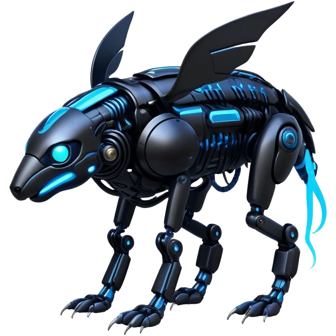 Modern futuristic black dark cyberpunk-fakemon-animal-creature with blue accents emoji