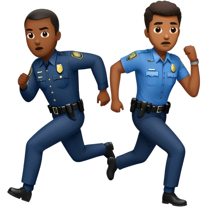Black man running from the a white police officer  emoji