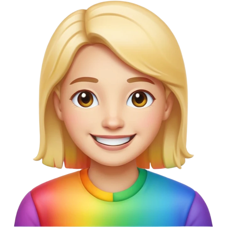pride character, smiling, rainbow colors, inclusive and joyful vibe, modern Apple emoji style, clean vector look, soft gradients, simple background emoji