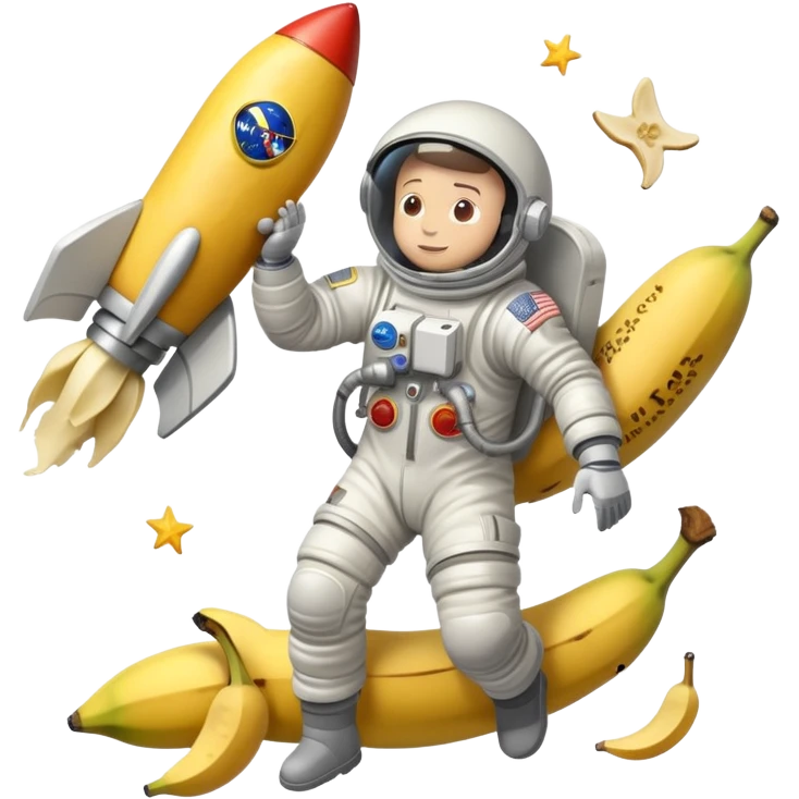 Astronaut on the moon, rocket slipped on banana peel  emoji