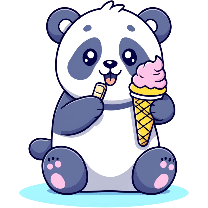 Panda eating ice cream emoji