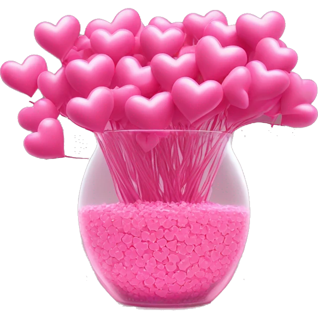 10000000 huge pink hearts on stems in a clear glass vase emoji