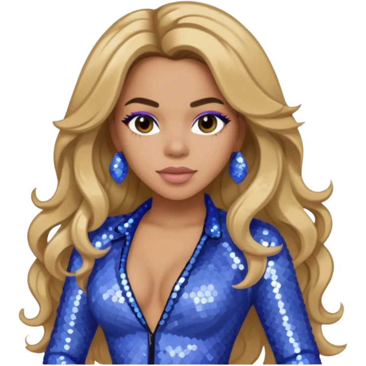 Dinah Jane from Fifth Harmony with long dark blonde hair, periwinkle sequin outfit emoji