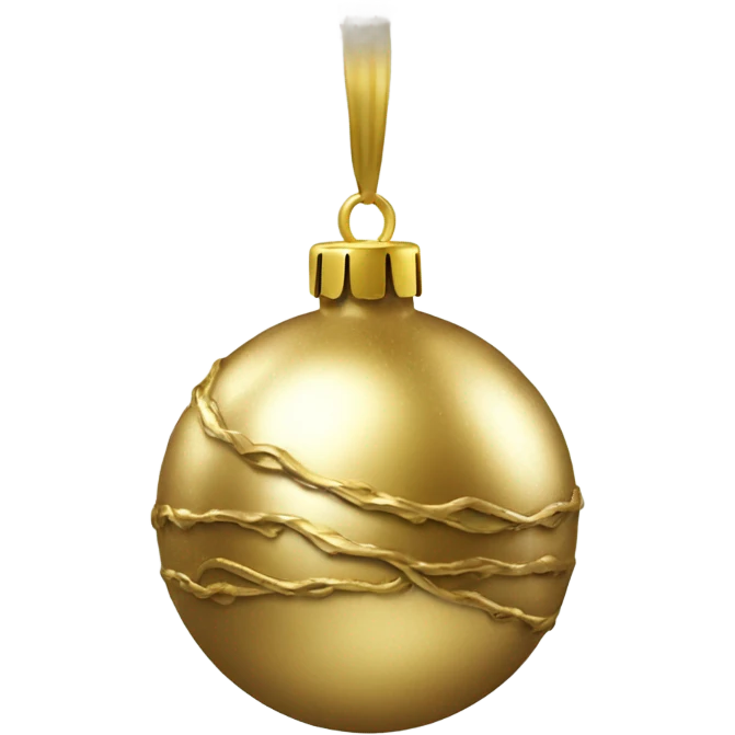 Realistic metallic Christmas gold ornament emoji