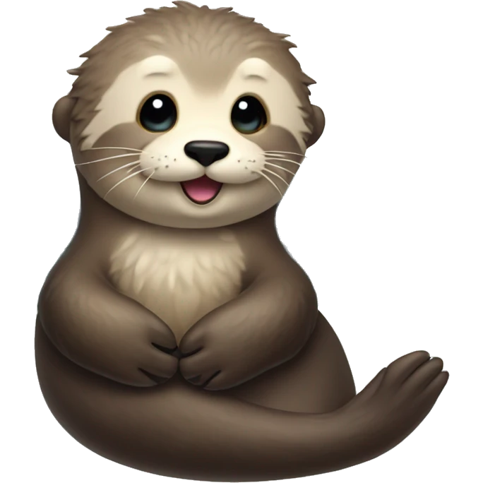 Sea otter with fairy wings listing to music emoji