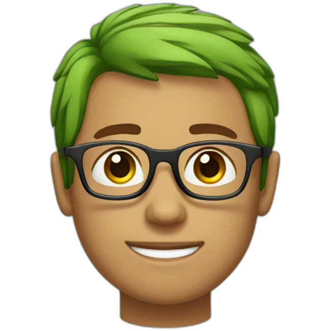 short-haired man with glasses and a green-cheeked conure on his shoulder emoji