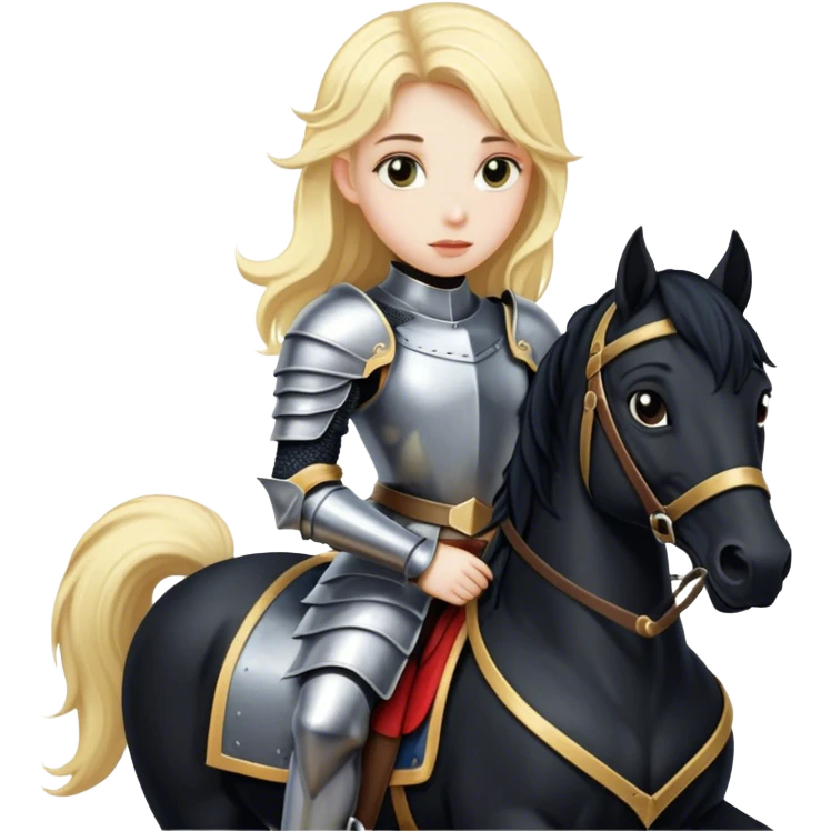 Blonde girl knight on a black horse  emoji