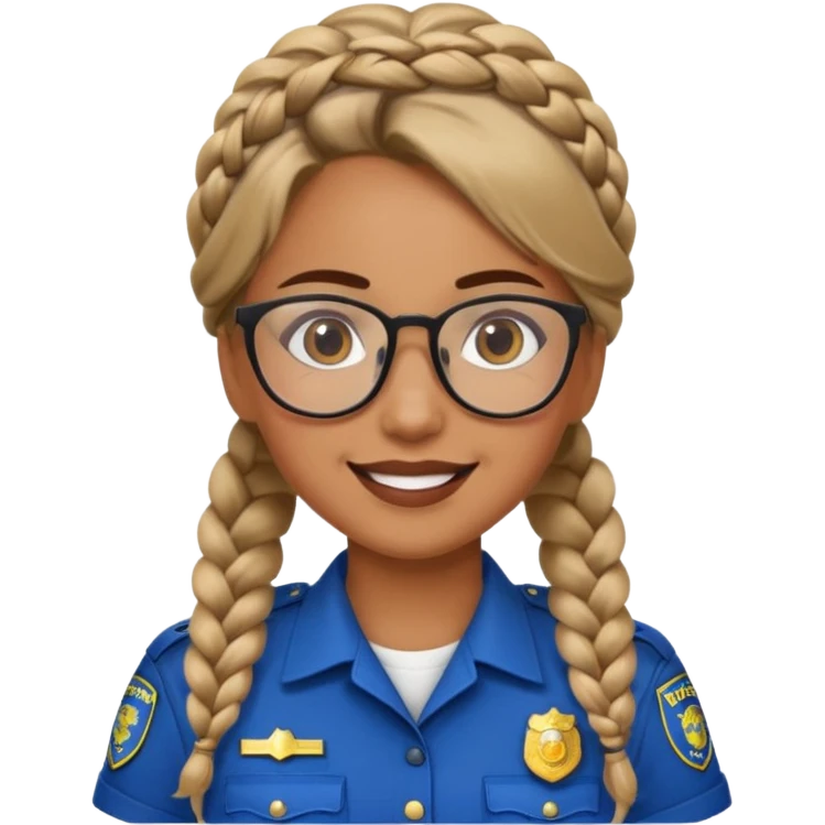 happy woman police with braided hair wearing glasses emoji