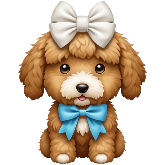 A golden doodle wearing a bow  emoji