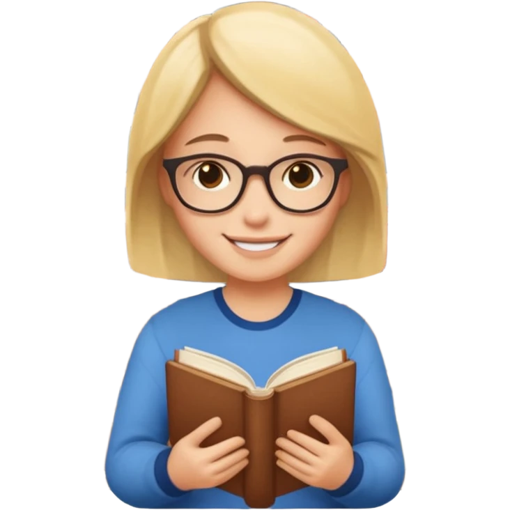 Library Visitor, Reader + stack of books. emoji