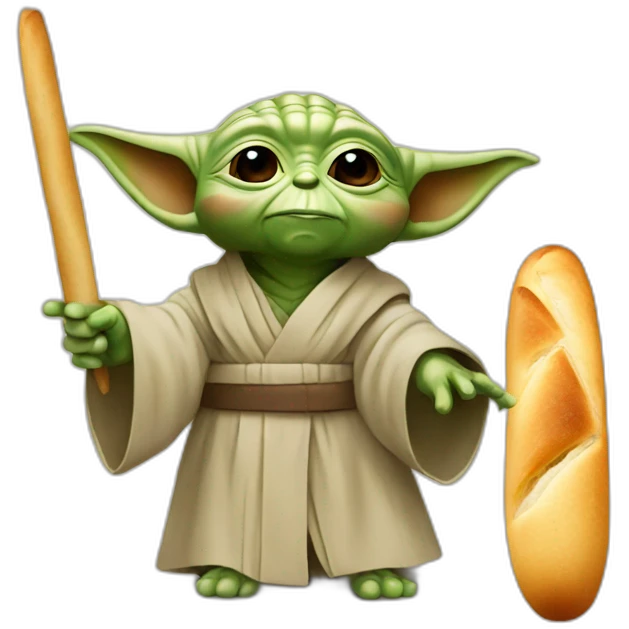 Yoda in France with baguette emoji