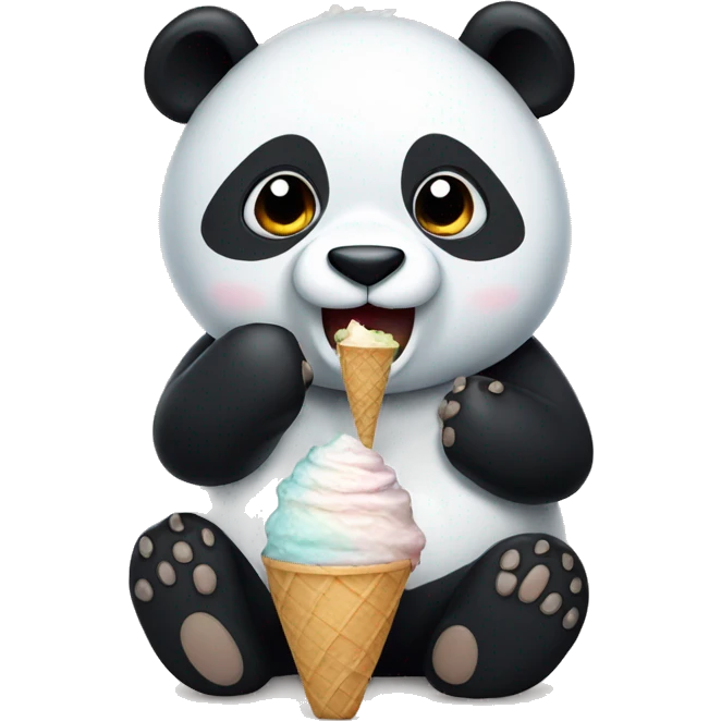 Panda eating ice va cream emoji