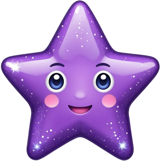 Estrela com 3 pontas roxa com glitter emoji