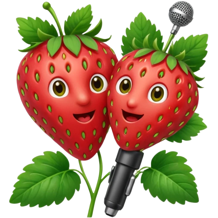 strawberries hold mic emoji