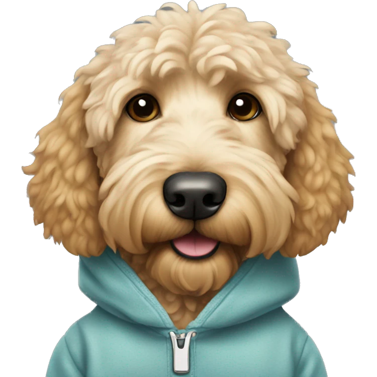 Golden doodle dog wearing a sweatshirt  emoji