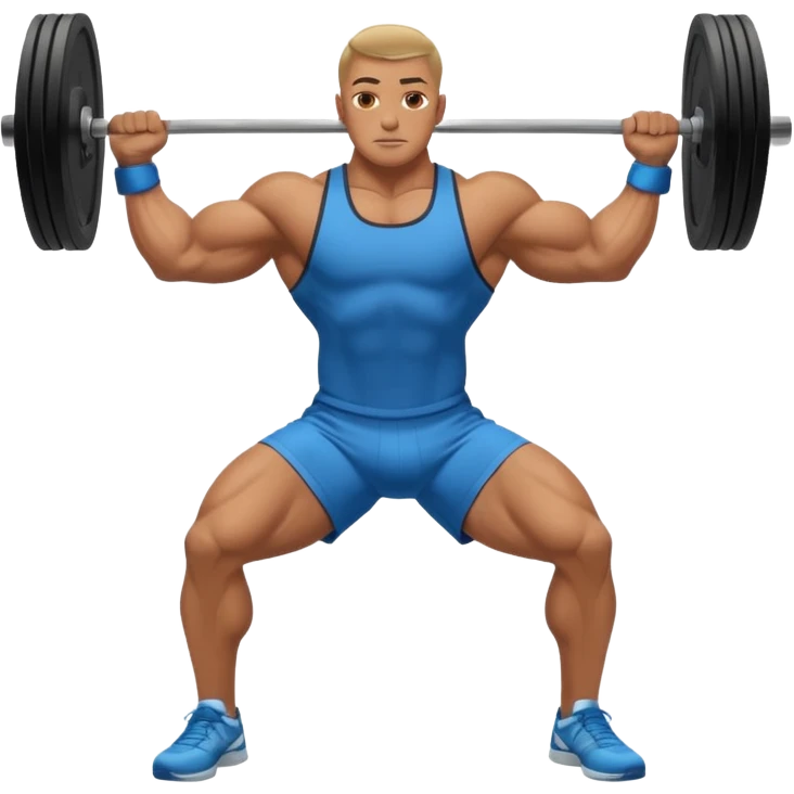 A bodybuilder doing a side lunge and flexing his biceps his kneels more down emoji