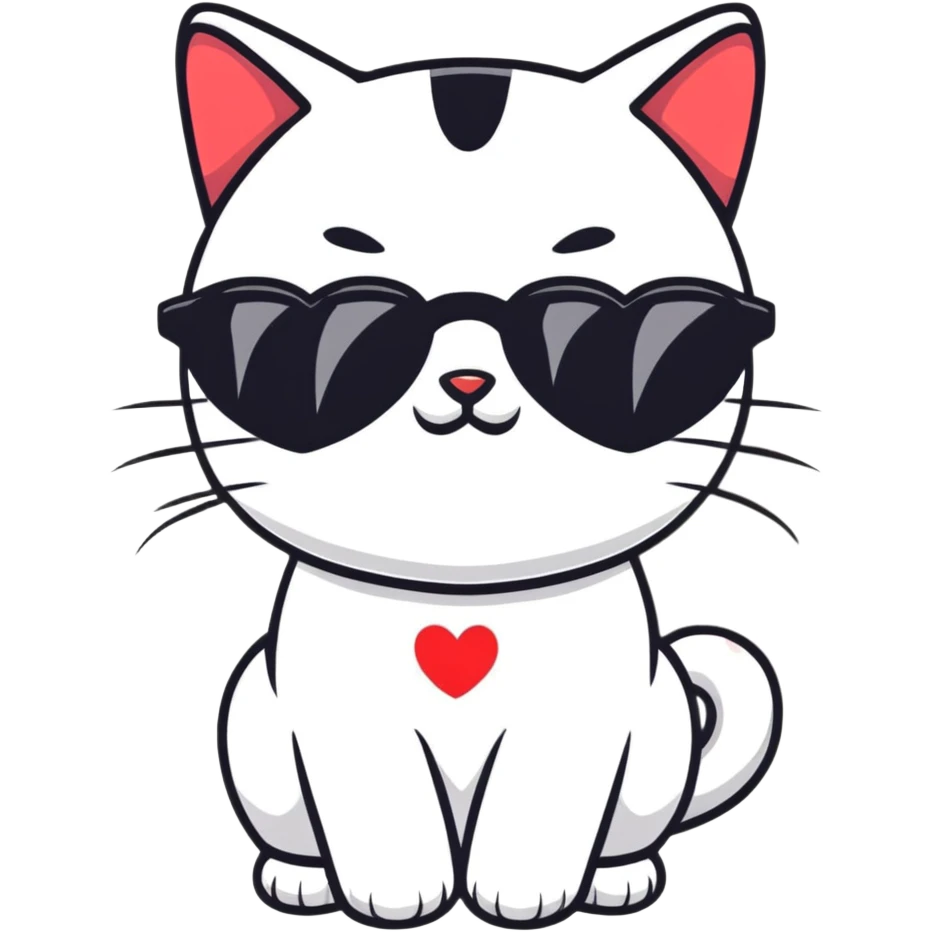 Cat wearing rainbow heart-shaped sunglasses emoji