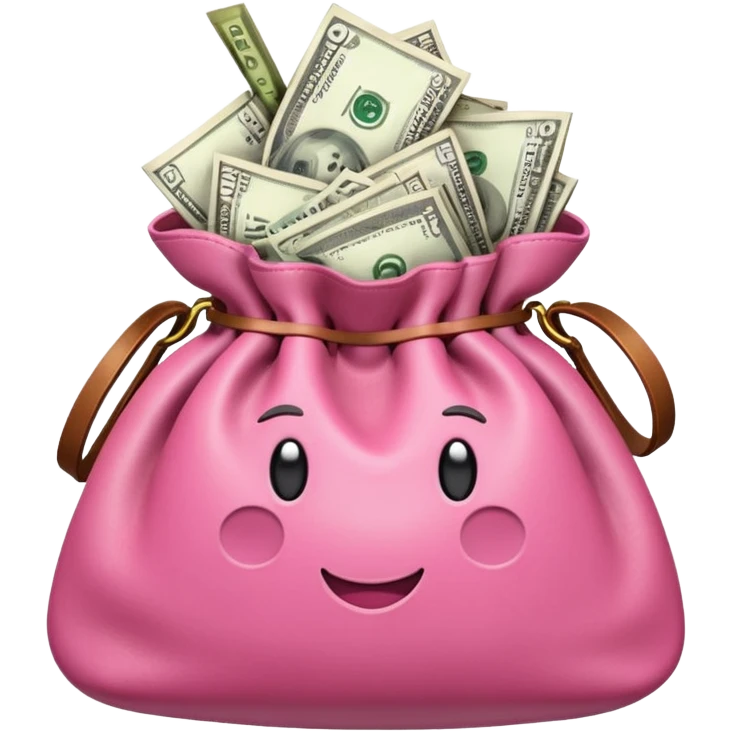 Pink bag full of money emoji