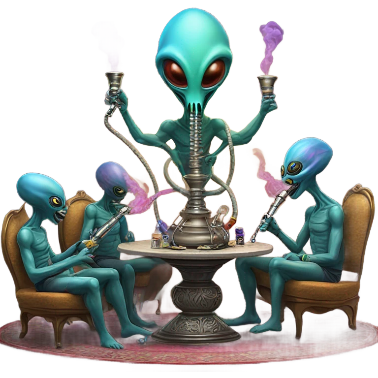 Aliens hitting a hookah emoji