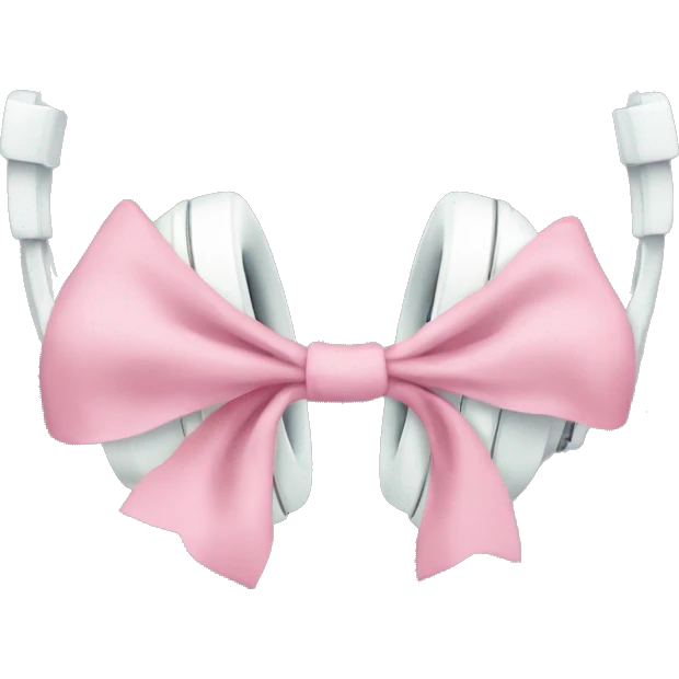 Headphones with a pastel pink preppy bow emoji