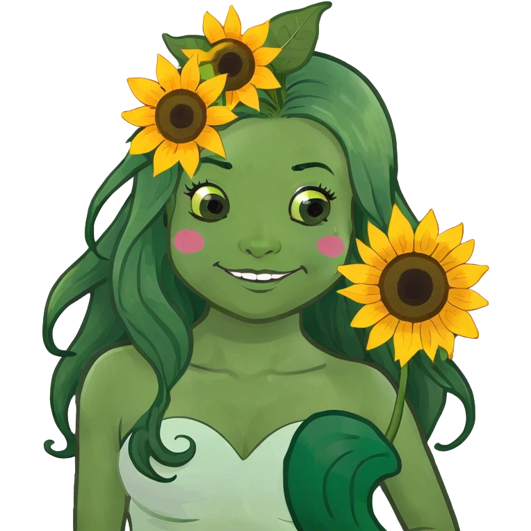 Mermaid with sunflower head emoji