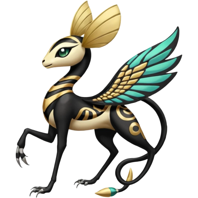  Egyptian Smooth Soft Glossy Tribal Exotic Colorful Tropical Meloetta-Venom-Heliolisk-Helioptile-fusion, full body, tribal markings  emoji