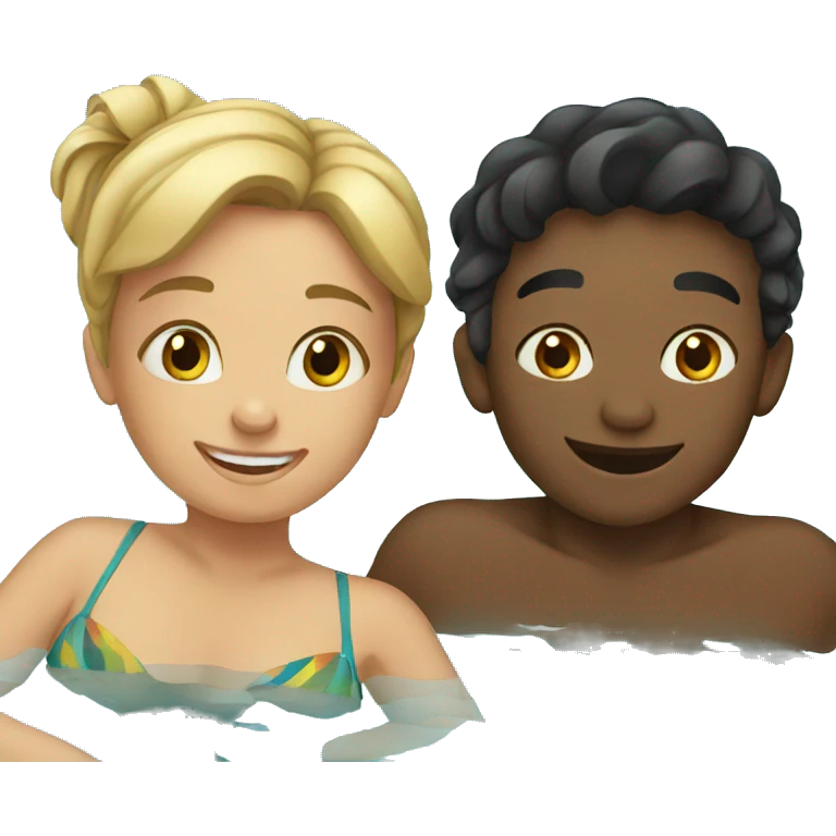 Girl and a boy swimming in a pool emoji