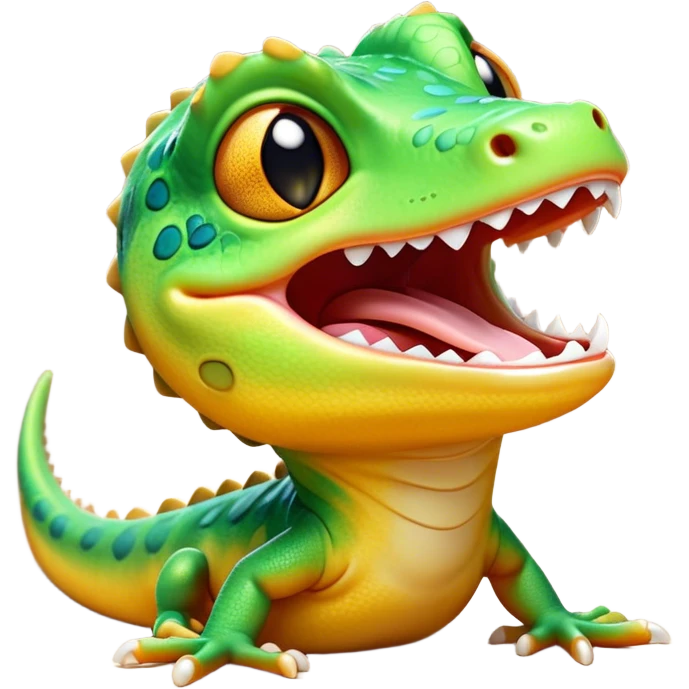 Cinematic Cute Yawning Gecko Portrait Emoji, Head tilted slightly with a dramatic, wide-open yawn, showcasing a compact, smooth-scaled body with slightly drooping eyelids and a relaxed, open-mouthed expression, Simplified yet irresistibly adorable features, highly detailed, glowing with a soft, cozy ambient glow, high shine, relaxed yet expressive, stylized with a hint of whimsical charm, soft glowing outline, capturing the essence of a drowsy yet affectionate gecko that appears ready to stretch out for a nap! emoji