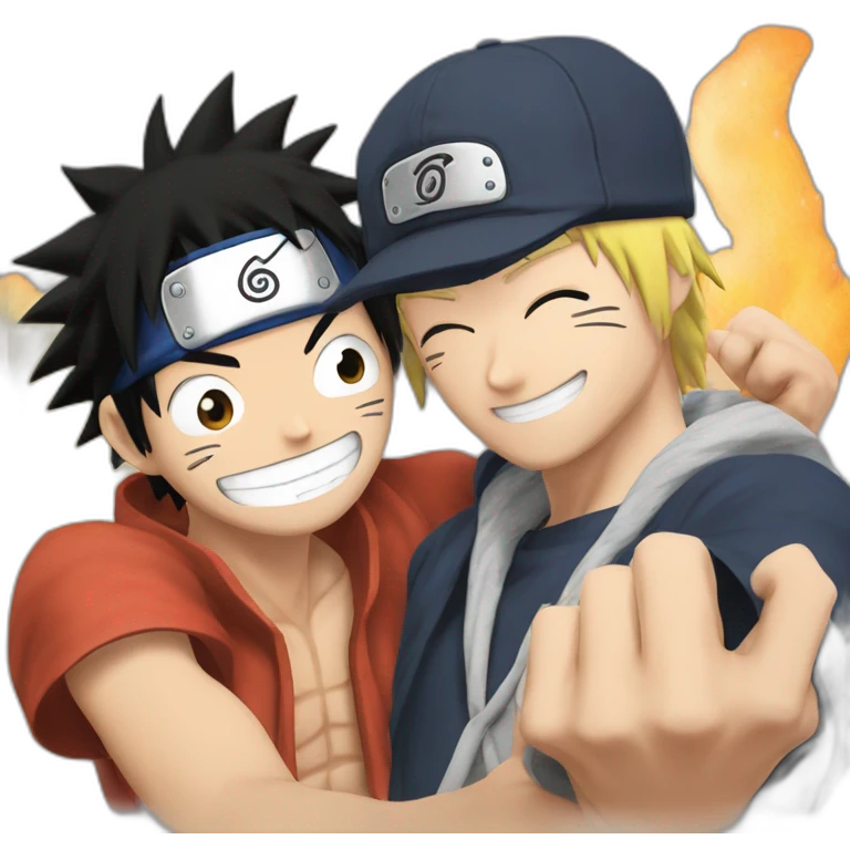 Luffy and Naruto high-fiving emoji