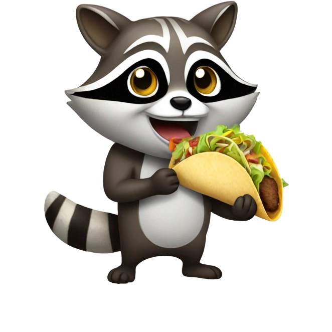 Ecstatic Raccoon eating a taco emoji