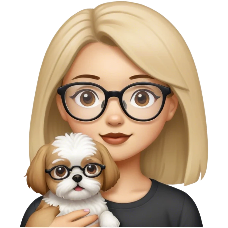 Girl with glasses and shitzu dog emoji